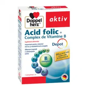 Acid Folic + Complex de Vitamina B, 30 comprimate, Doppelherz