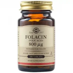 Acid folic Folacin 800mcg, 100 tablete, Solgar